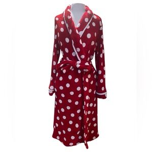 Faded Glory Red and White Polka Dot Robe